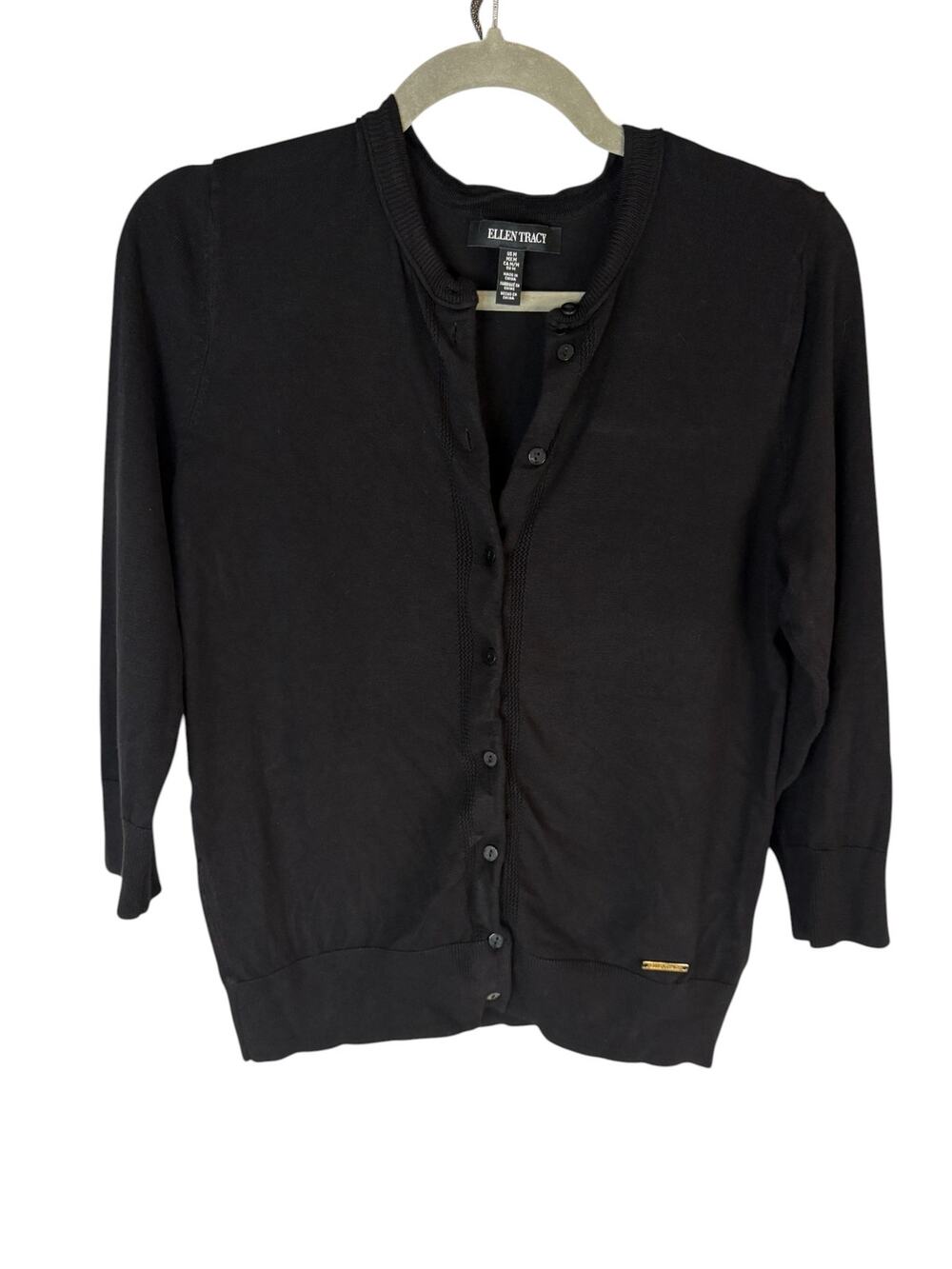 Ellen Tracy Cardigan Sweater Minimal Cozy Old Money Work Preppy Fall Winter M